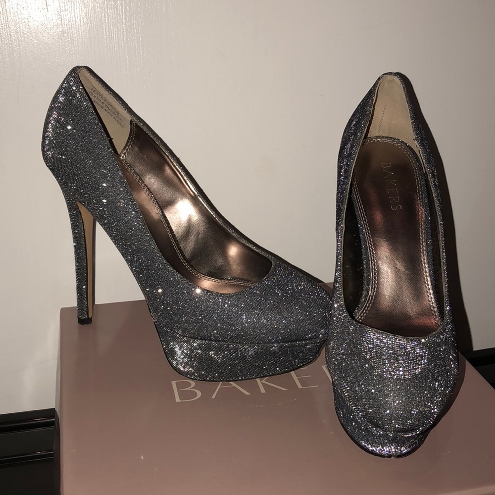 Pewter sparkly heels